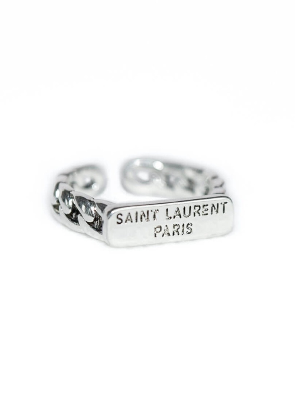 Yves Saint Laurent Paris Silver Chain Nameplate Cuff Ring S925 Stamped • YSL - Picture 2 of 6